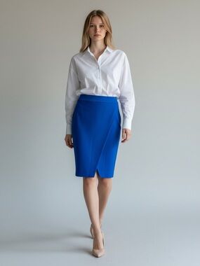Ricki’s Wrap Front Pencil Skirt Ponte Knit Cobalt Blue Size 2